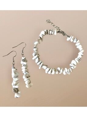 Natural Stone Handcrafted Jewelry Boho Bracelet Earrings